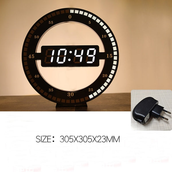 Circular Photoreceptive LED Digital Wall Clock Modern Design Dual-Use Dimming Digital Clocks For Home Decoration US EU PLUG
