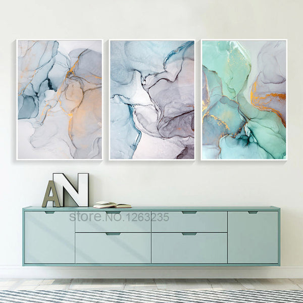 Poster Decorative Marble Abstract Canvas Painting Alcohol Ink Posters And Prints Wall Pictures Geometric Print Living Room Decor
