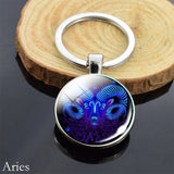 12 Zodiac Sign Keychain Sphere Ball Crystal Key Rings Scorpio Leo Aries Constellation Birthday Gift for Women and Mens
