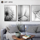ART ZONE Dandelion Flower Canvas Painting Modern Black White Art Print Picture Home Decor Living Room Abstract Wall Poster