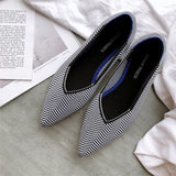 Women's Flat Shoes Ballet Shoes Breathable Knit Pointed Shoes Moccasin Mixed Color Women's Soft Shoes Women Zapatos