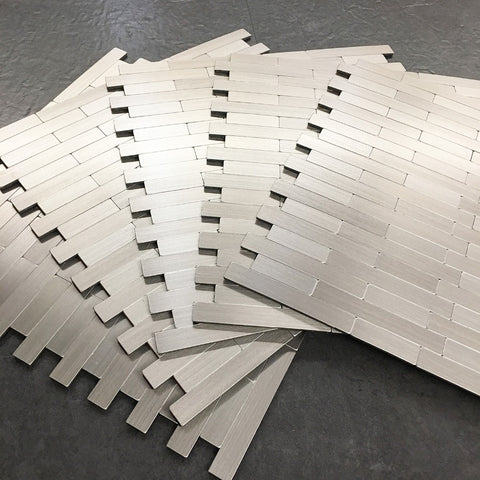 2020 Subway Stripe Puzzle Peel and Stick Tile 12" Metal Backsplash for Kitchen Stove Walls Self-Adhesive 3D Wall Sticker 4 Packs