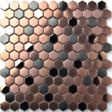 23mm Hexagon Brush Rose Gold mixed Black Metal Stainless Steel Mosaic Tiles, Creative Store Waistline fireplace wall floor tile
